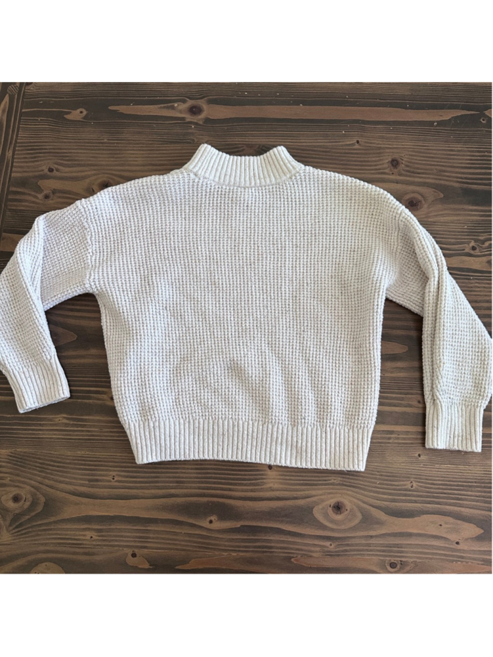 Girls Old Navy Waffle Knit Sweater S 6 7 Beige Flecked Mock Neck Cozy - Picture 4 of 5